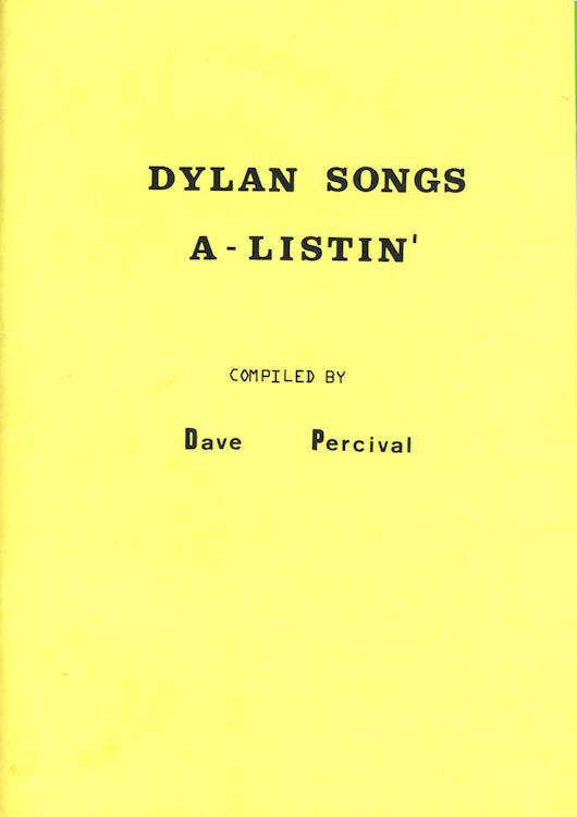 Dylan songs a listing by Dave Percival book