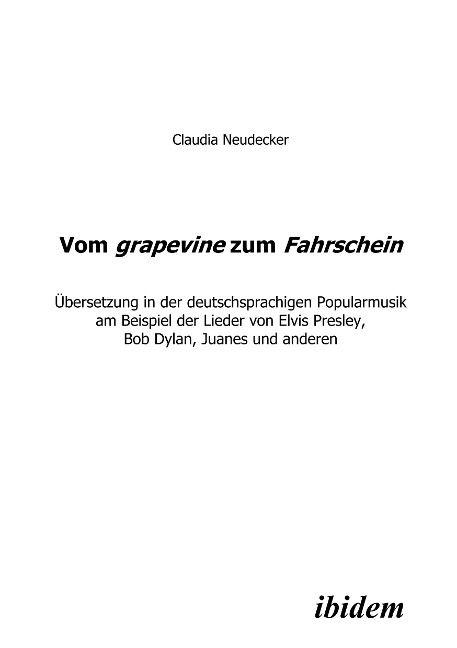 vom grapevine through fahrschein book in German