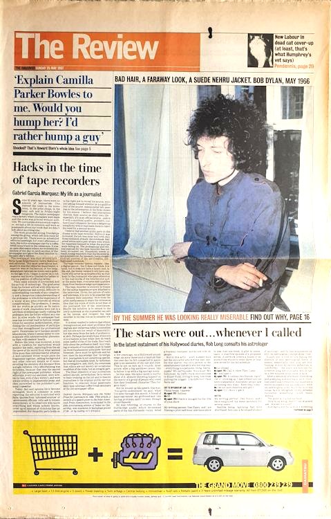 The Observer, Review 25 May 1997 Bob Dylan front cover