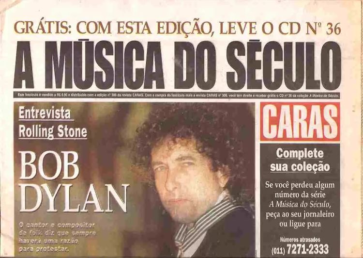 a musica do seculo magazine Bob Dylan front cover