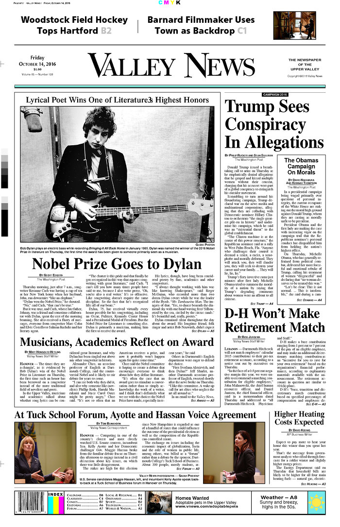 valley news magazine Bob Dylan front cover