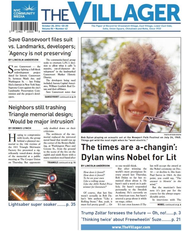 the villager oct 2020 magazine Bob Dylan front cover