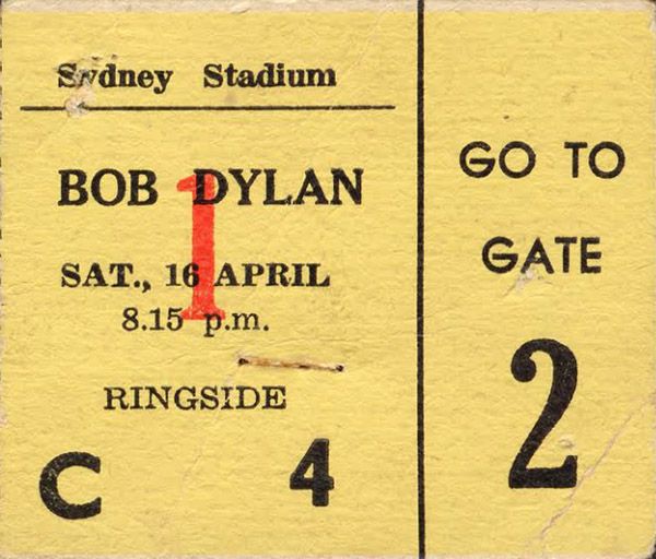 Bob Dylan sydney 1966 ticket