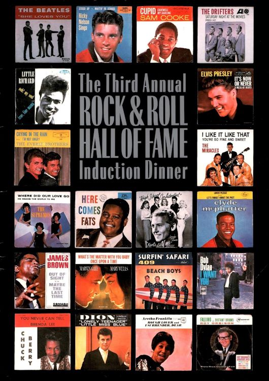 Third Annual ROCK & ROLL HALL OF FAME Induction Dinner
20 January 1988 programme