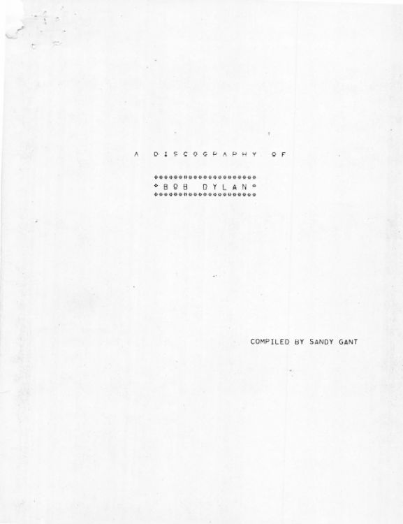 Bob Dylan discography sandy gant book