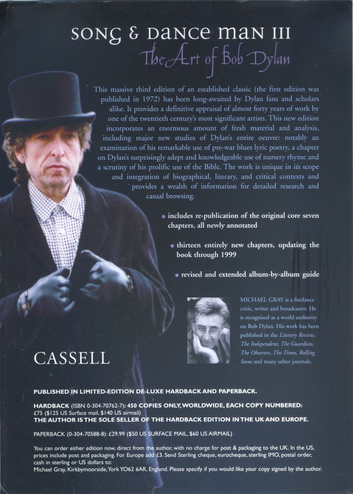 song and dance man the art of Bob Dylan michael gray cassel 1999 Bob Dylan book