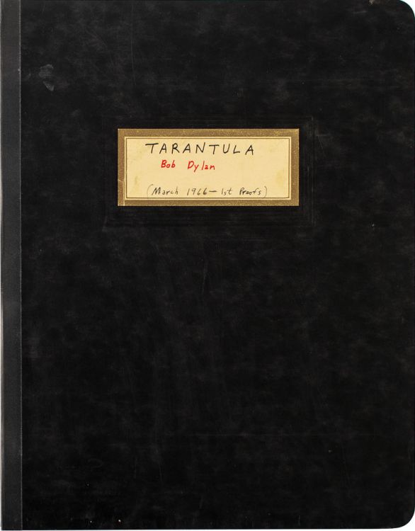 tarantula Bob Dylan book galley tony glover collection