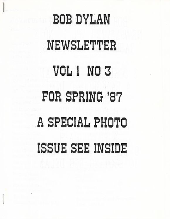 bob Dylan newsletter Volume 1, N°3 Fanzine