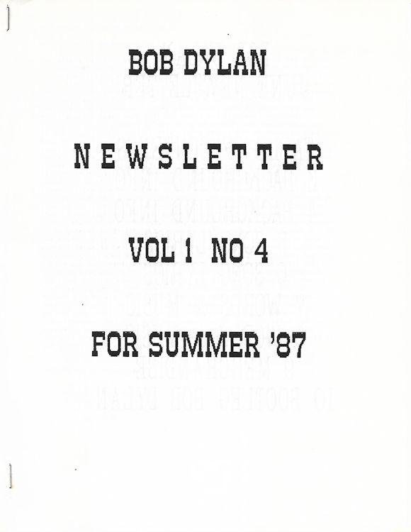 bob Dylan newsletter Volume 1, N°4 Fanzine