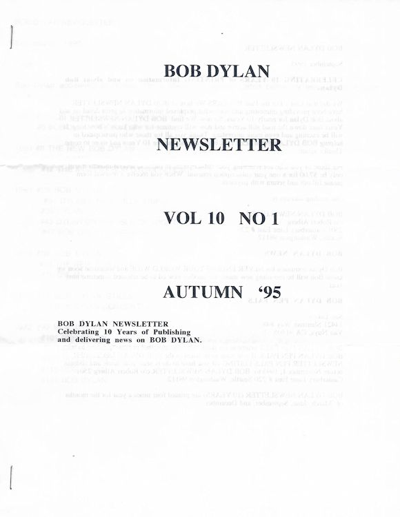bob Dylan newsletter Volume 10, N°1 Fanzine