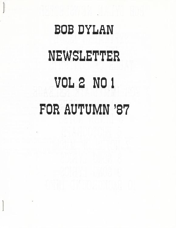 bob Dylan newsletter Volume 2, N°1 Fanzine