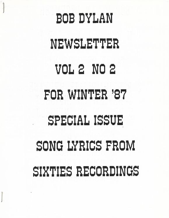 bob Dylan newsletter Volume 2, N°2 Fanzine
