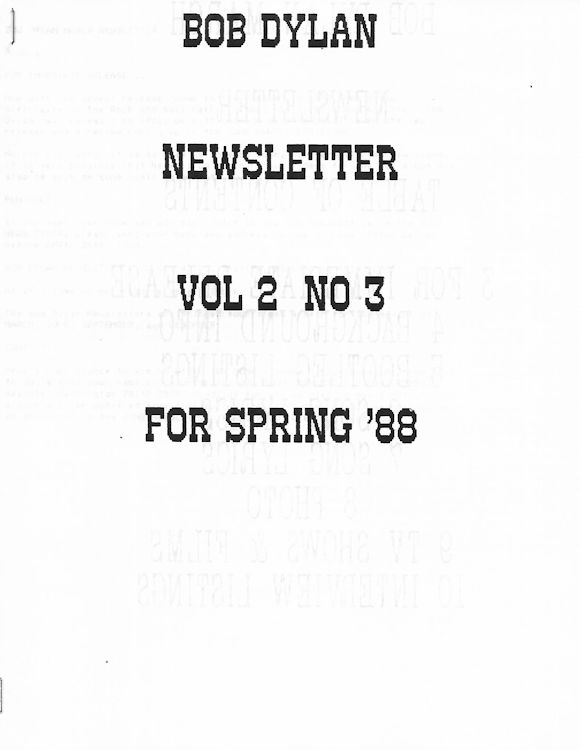 bob Dylan newsletter Volume 2, N°3 Fanzine