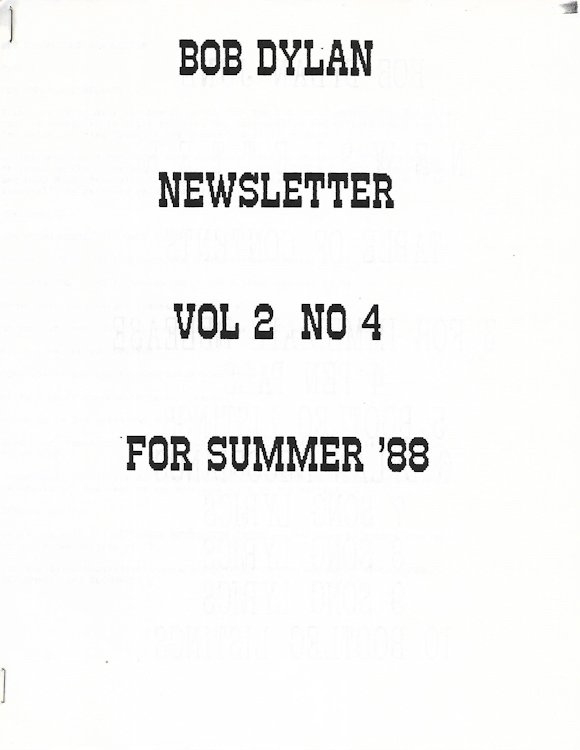 bob Dylan newsletter Volume 2, N°4 Fanzine