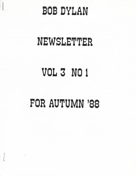 bob Dylan newsletter Volume 3, N°1 Fanzine