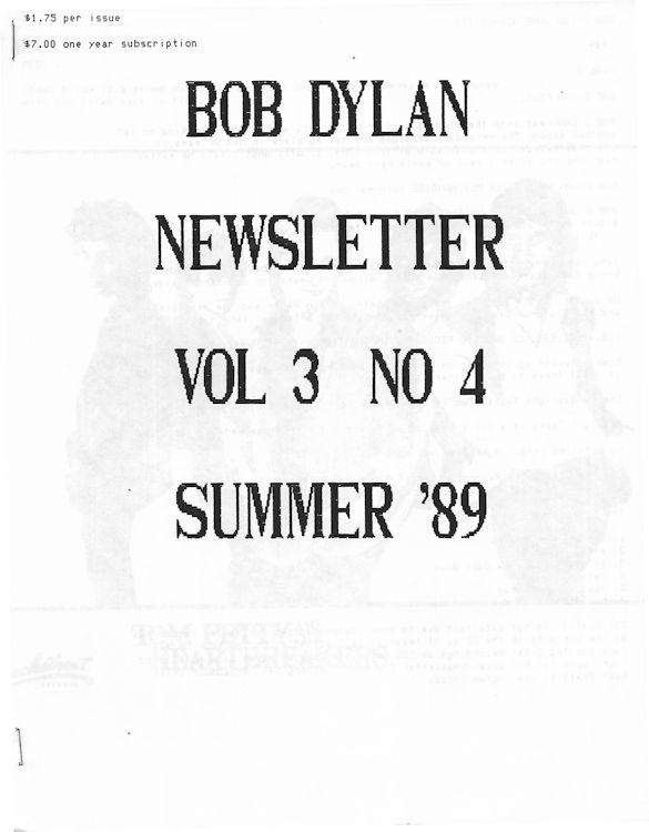 bob Dylan newsletter Volume 3, N°4 Fanzine