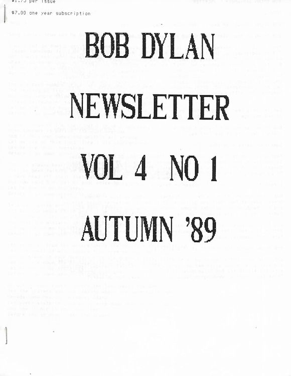 bob Dylan newsletter Volume 4, N°1 Fanzine