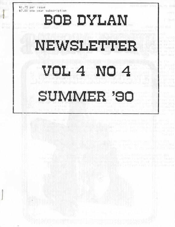 bob Dylan newsletter Volume 4, N°4 Fanzine