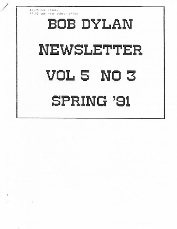 bob Dylan newsletter Volume 5, N°3 Fanzine