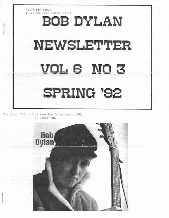 bob Dylan newsletter Volume 6, N°3 Fanzine