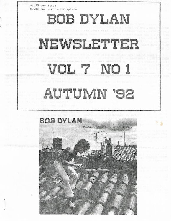bob Dylan newsletter Volume 7, N°1 Fanzine