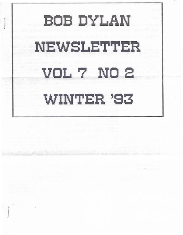 bob Dylan newsletter Volume 7, N°2 Fanzine