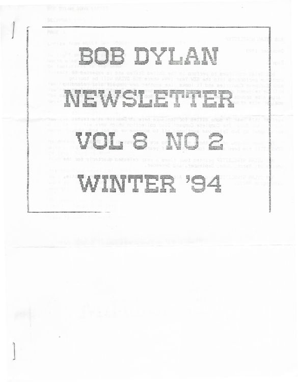 bob Dylan newsletter Volume 8, N°2 Fanzine