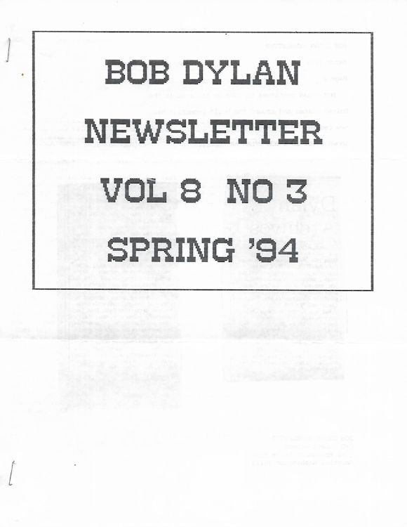 bob Dylan newsletter Volume 8, N°3 Fanzine