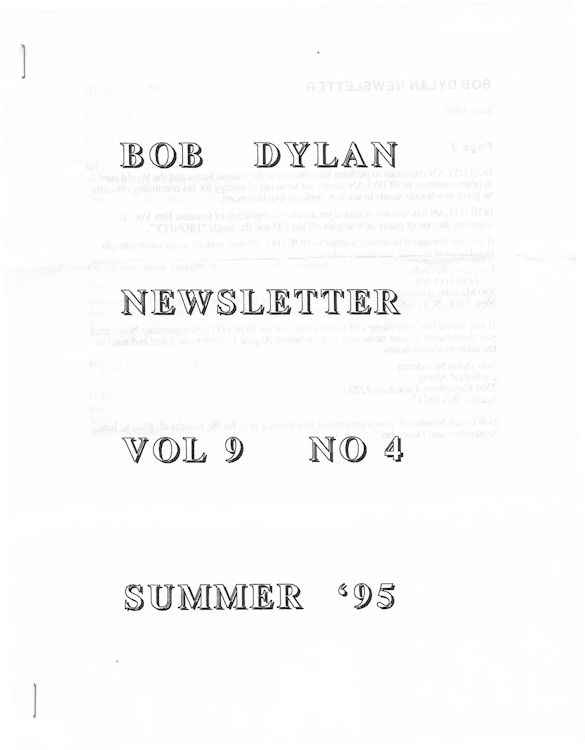 bob Dylan newsletter Volume 9, N°4 Fanzine