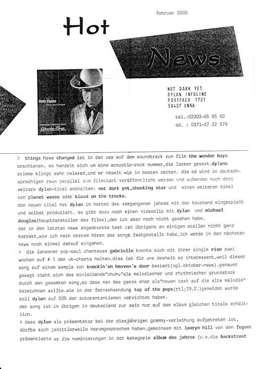 Hot News 2000 02 German Fanzine