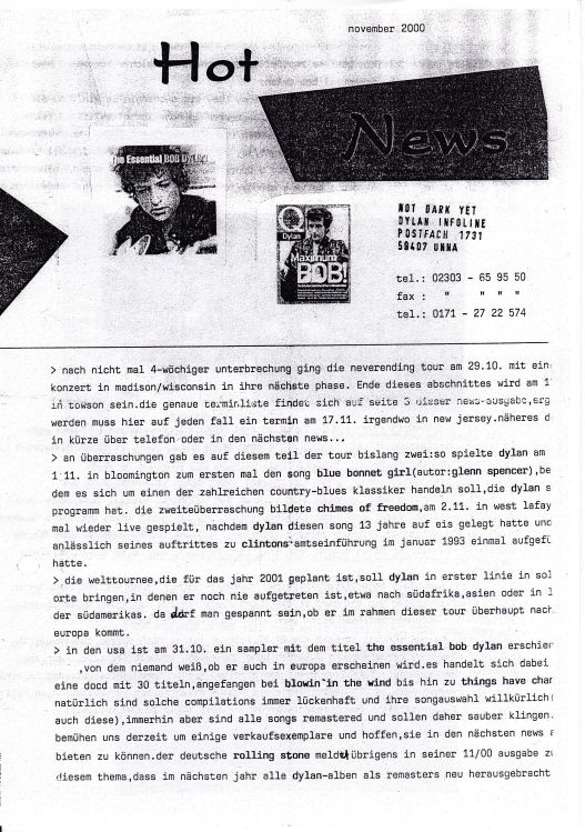 Hot News 2000 11 German Fanzine