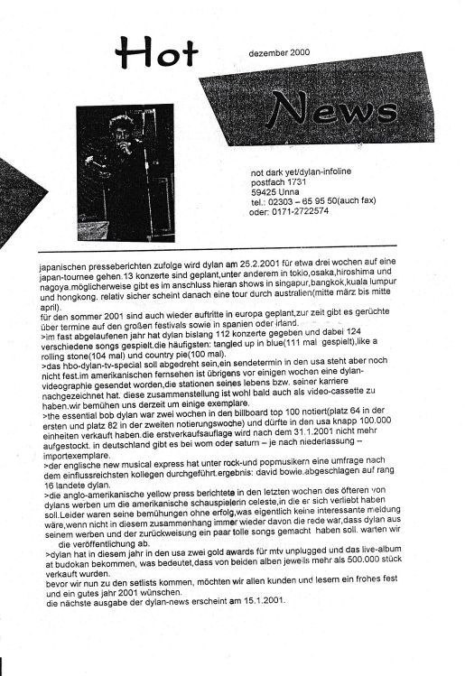 Hot News 2000 12 German Fanzine