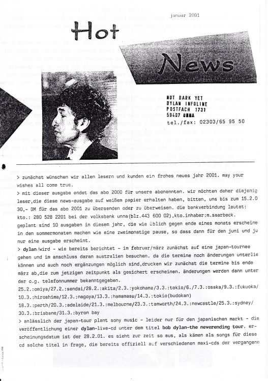 Hot News 2001 01 German Fanzine