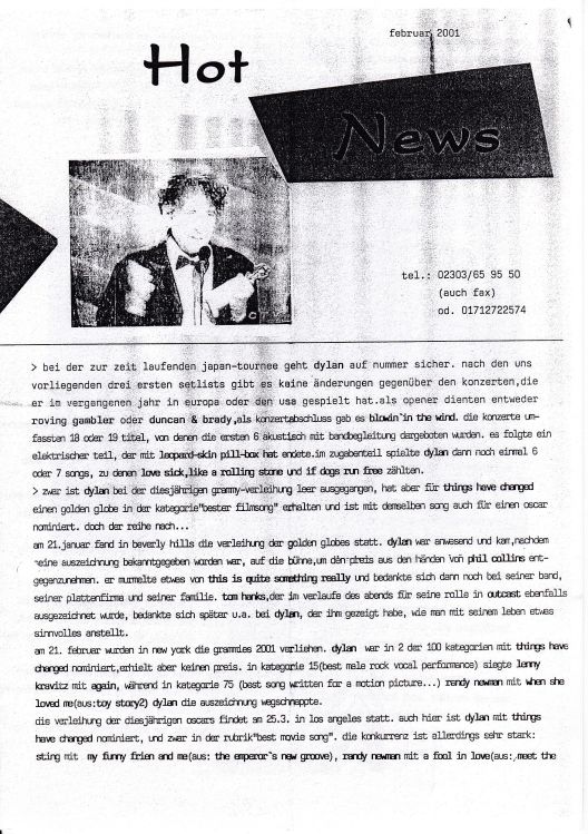 Hot News 2001 02 German Fanzine