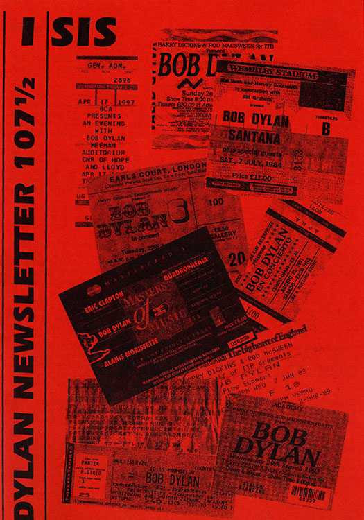 isis newsletter #107 1/2  bob Dylan Fanzine
