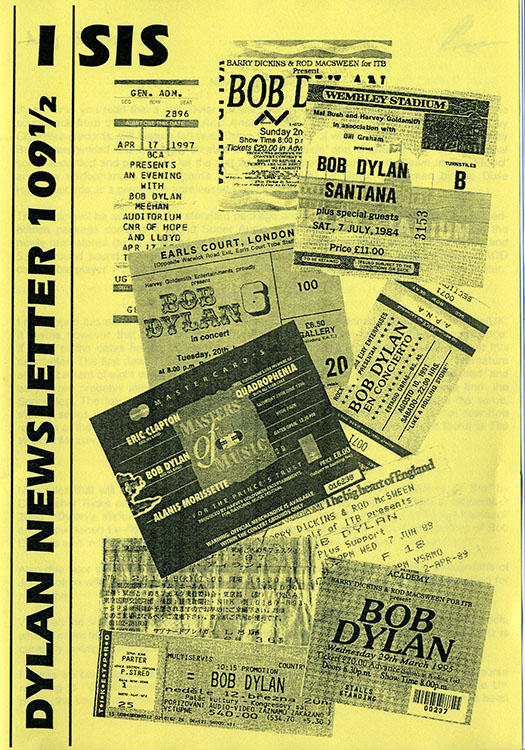 isis newsletter #109 1/2  bob Dylan Fanzine