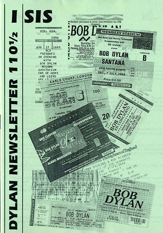 isis newsletter #110 1/2  bob Dylan Fanzine