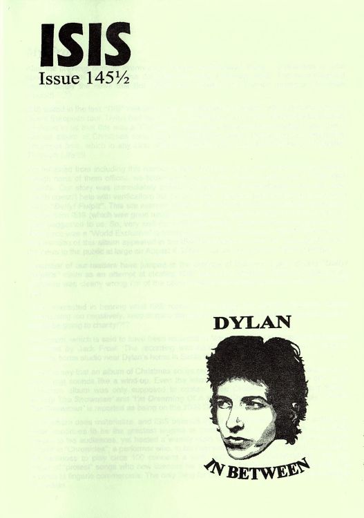 isis newsletter #145 1/2  bob Dylan Fanzine