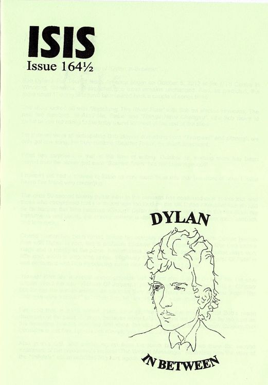 isis newsletter #164 1/2  bob Dylan Fanzine