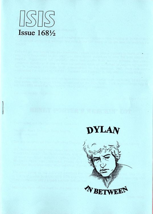 isis newsletter #168 1/2  bob Dylan Fanzine