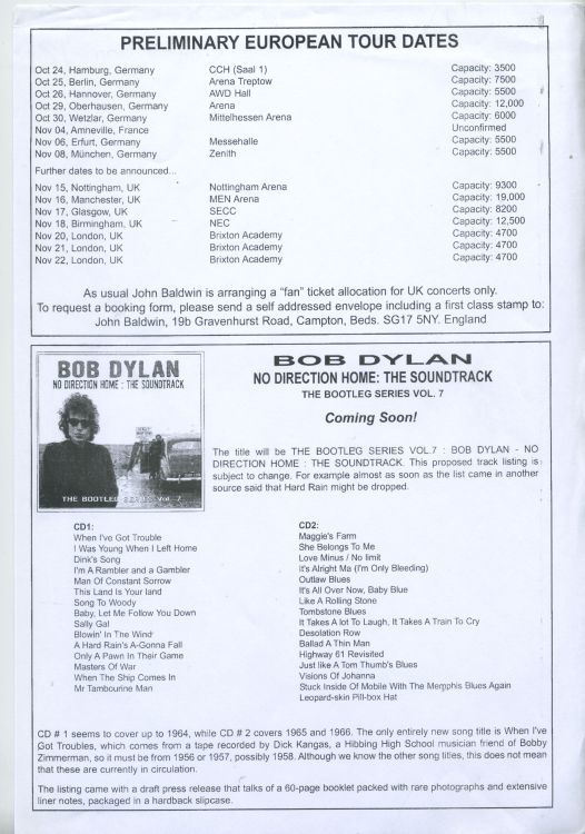 bob Dylan Isis insert issue 121