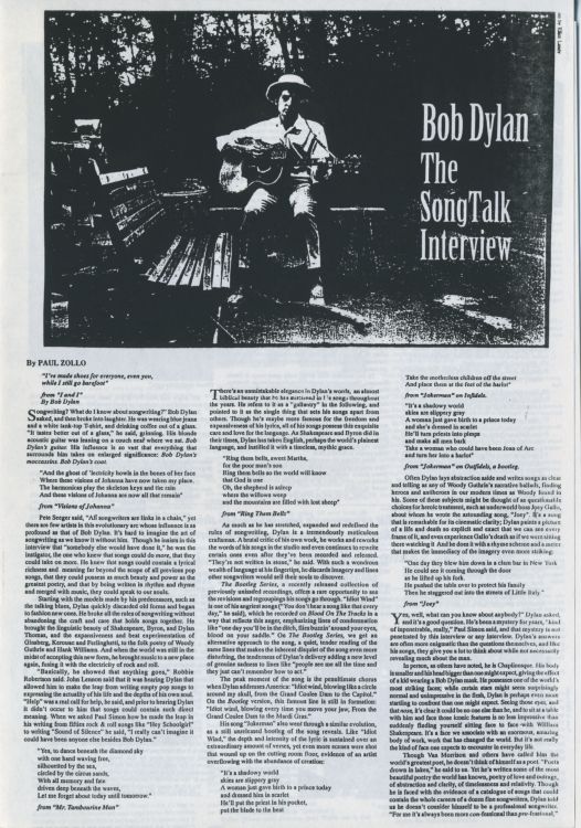 bob Dylan Isis insert issue 40