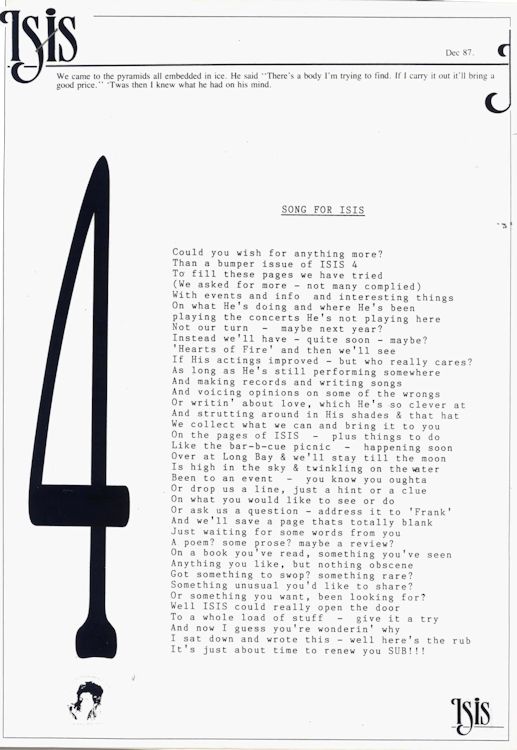 isis new zealand #4 bob Dylan Fanzine