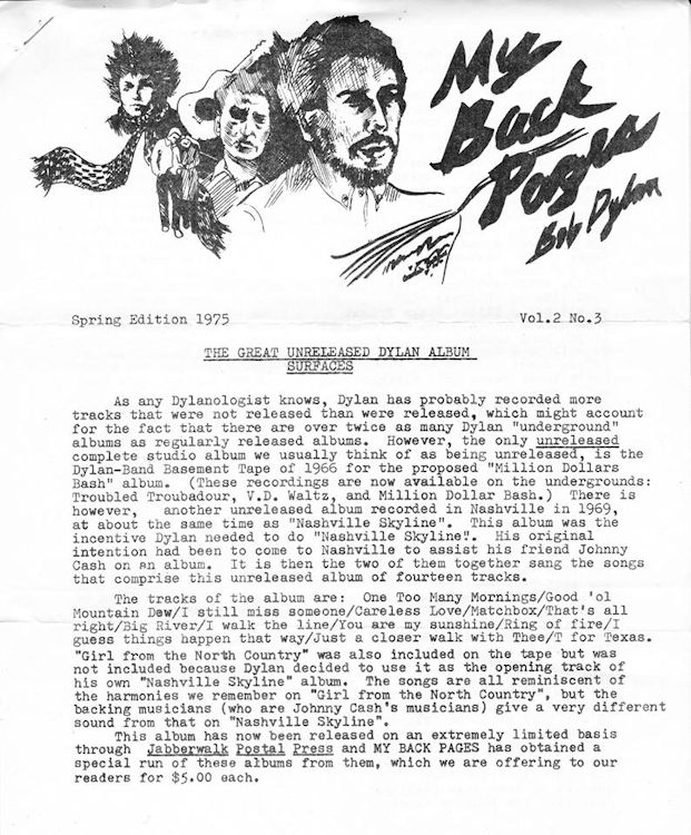 my back pages volume 2 #3 Bob Dylan fanzine