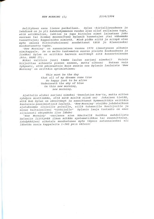 new morning newsletter 1 in Finnish