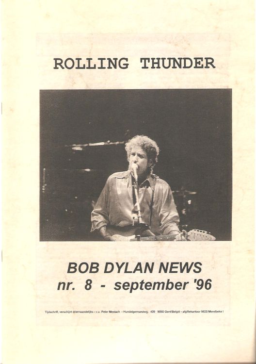 rolling thunder belgium #8 bob Dylan Fanzine