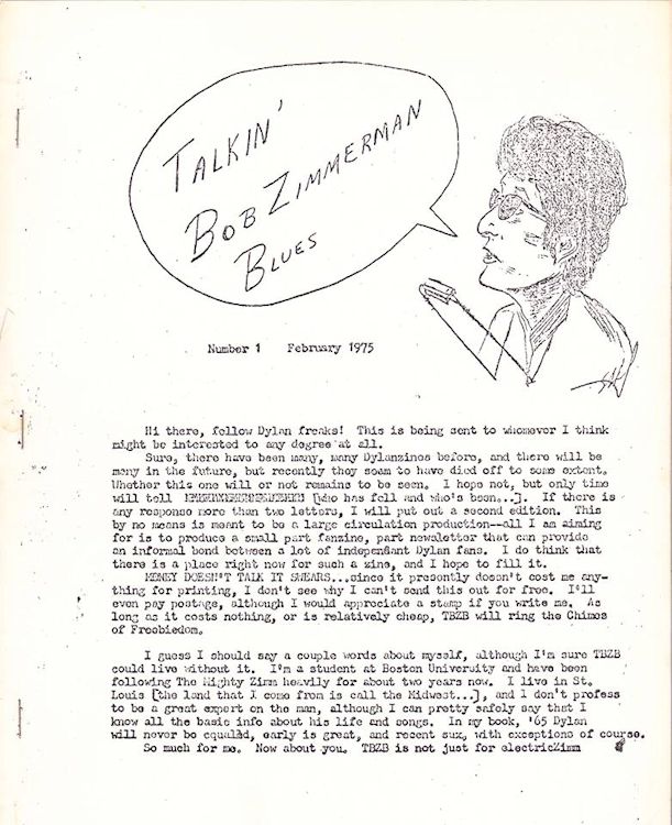 talkin' bob zimmerman blues #1 bob Dylan Fanzine