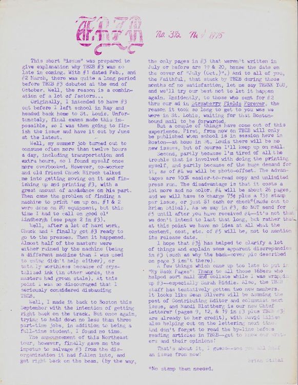 talkin' bob zimmerman blues #3 1/2bob Dylan Fanzine