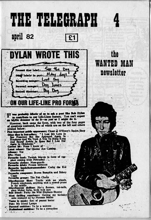 the telegraph #4 bob Dylan Fanzine