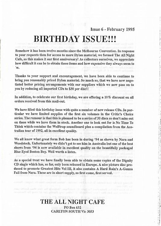 Bob Dylan fanzine The All Night Café 06